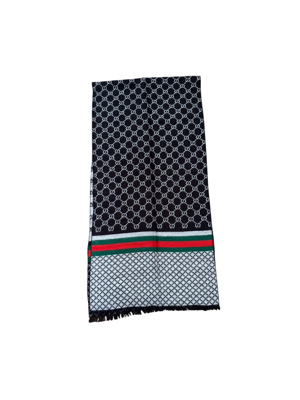 Black White Red Green Stripes NWOT Scarf